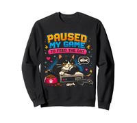 Pausa Mi Juego para Alimentar Al Gato Gamer Cat Retro Sudadera