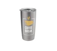 Pausa para el café. Toma una taza. Diseño divertido de café. Vaso térmico de acero inoxidable de doble pared