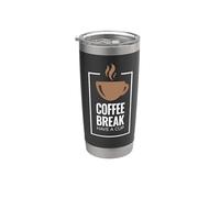 Pausa para el café. Toma una taza. Diseño divertido de café. Vaso térmico de acero inoxidable de doble pared