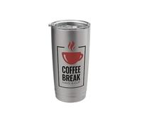 Pausa para el café. Toma una taza. Diseño divertido de café. Vaso térmico de acero inoxidable de doble pared