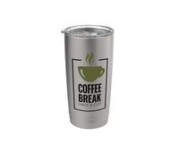 Pausa para el café. Toma una taza. Diseño divertido de café. Vaso térmico de acero inoxidable de doble pared