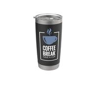 Pausa para el café. Toma una taza. Diseño divertido de café. Vaso térmico de acero inoxidable de doble pared
