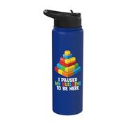 Pause Mi Edificio Para Estar Aquí Construyendo Bloques Constructor De Ladrillos Stainless Steel Insulated Water Bottle
