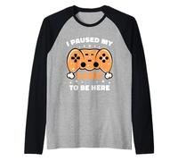 Pausé mi Juego para Estar aquí Turquía Acción de Gracias Gamer Boys Camiseta Manga Raglan
