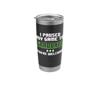 Pause Mi Juego Para Graduarme Graduado De Kindergarten Primer Grado Vaso térmico de acero inoxidable de doble pared