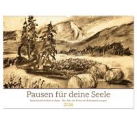 Pausen für deine Seele - Seelenlandschaften in Sepia - Ein Jahr der Ruhe mit Kohlezeichnungen (Wandkalender 2026 DIN A2 quer), CALVENDO ... von ruhigen Landschaftsmotiven.