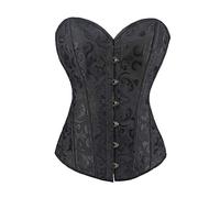 PAUSUNA Corsé clásico para mujer con cordones y estampado floral burlesque vasco, Top floral negro, M