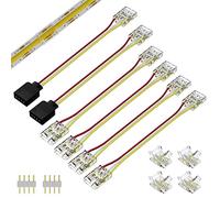 Pautix 4Pines CCT COB LED Tira de Juego de Conectores, Tira de LED COB CCT de 10mm de ancho, Conector transparente sin espacios de 4piezas y cables de extensión de doble extremo de 4 piezas de 10cm