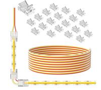 PAUTIX Conector de 10 mm para tiras LED CCT COB de 3 pines, 20 tiras a cable, cable de extensión 3M 22AWG (3 núcleos) para sin soldadura, conexión sin huecos, 5 V, 12 V, 24 V