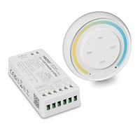 PAUTIX Kit de Controladores LED monocolor+CCT,Mando a distancia inalámbrico 2.4GRF,Controlador/dimmer LED 2 en 1 para tira LED 2835/COB/CCT con mando a distancia blanco,12-24V 144W-288W(sin batería)
