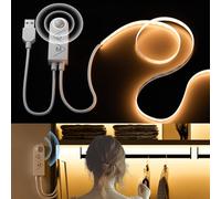 PAUTIX USB 5V COB LED Tira con Detector de Movimiento Blanco cálido 2700k 2M,640LEDs Regulable CRI90+ Cinta LED para Escaleras,Habitaciones Infantiles,Armarios,Iluminación de Lámparas de Cama