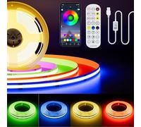 PAUTIX USB RGB COB LED Tira Luz 5V 3M,Regulable Color Cambio RGB LED Strip Light con Bluetooth Smart App Controlador,Flexible USB Banda con el Música Modo Para Televisión,Fiesta DIY Decoración