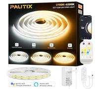 PAUTIX WIFI COB LED Tira CCT 10M,2700K-6500K Blanco Sintonizable Tira LED,24V Tira de LED Inteligente Funciona con TUYA/Alexa/Google Assistant y Alimentación para Gabinete de Cocina,Habitación,TV.