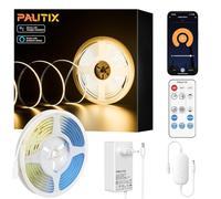 PAUTIX WIFI Tira LED COB Blanco Cálido 2700K 10M,480LEDs/M Regulable 24V LED Tira Flexible CRI90+ Brillo,Inteligente Función con Alexa,RF Remoto y Alimentación para decoración del Hogar de Bricolaje