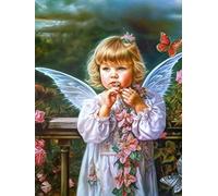 Pavemlo 5D Diamond Painting Completo Kits Ángel Chica, DIY Kit de Pintura de Diamante Arte Flores, Completo Bordado Punto de Cruz Stitch Cristal Pintura Manualidades para Decoración 30x40cm