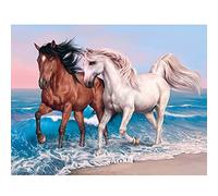 Pavemlo 5D Diamond Painting Completo Kits Caballo En El Mar, DIY Kit de Pintura de Diamante Arte Animales, Completo Bordado Punto de Cruz Stitch Pedrería Pintura Manualidades para Decoración 30x40cm