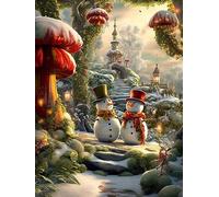 Pavemlo 5D Diamond Painting Kits CompletoMuñeco De Nieve De Invierno, DIY Pintura de Diamante Arte Casa, Completo Bordado Punto de Cruz Stitch Cristal Pintura Manualidades para Decoración 30X40cm