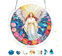 Pavemlo Acryl Sonnenfänger Puzzle 83 Teile, DIY Handwerk Jesús Doppelseitige Glasmalerei Fensterkunst mit Kette, Achtsames Geschenk für Mutter, Heimdeko 18 cm F274