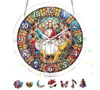 Pavemlo Acryl Sonnenfänger Puzzle 83 Teile, DIY Handwerk Jesús Doppelseitige Glasmalerei Fensterkunst mit Kette, Achtsames Geschenk für Mutter, Heimdeko 18 cm F212