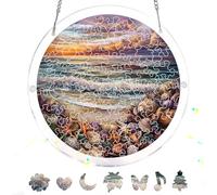 Pavemlo Acryl Sonnenfänger Puzzle 83 Teile, DIY Handwerk Playa de Arena Doppelseitige Glasmalerei Fensterkunst mit Kette, Achtsames Geschenk für Mutter, Heimdeko 18 cm F466