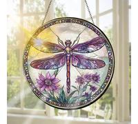 Pavemlo Animal Atrapasueños De Vidrieras, Decoración Colgante para Ventanas Libélula - Atrapasueños Hecho a Mano como Decoración para Jardín, Uso Interior Y Exterior, 20 X 20 cm