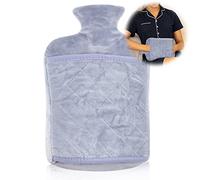 Pavemlo Botella de Agua Caliente de PVC Bolsa de Agua Caliente de 2 L con Tapa, Calentador de Manos Terapia de Calor para el Alivio del Dolor para el Hogar y la Oficina Botella de Agua Caliente (Gris)