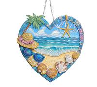 Pavemlo Hanging Diamond Art Kits for Adults Spring Summer Beach - 8x8 Inch Double-Sided Acrylic Board DIY Crystal Diamond Suncatcher Pendant, Sparkling Home Wall or Window Decoration Handmade Gift F10