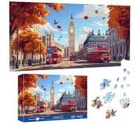 Pavemlo Puzzle 1000 Piezas para Adultos Big Ben Escena Callejera - 41x80 cm Rompecabezas de Forma Especial Puzzles | Desafío Imposible | Decoración para Hogar Amantes Puzzles
