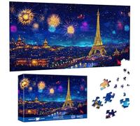 Pavemlo Puzzle 1000 Piezas para Adultos Torre Eiffel Noche - 41x80 cm Rompecabezas de Forma Especial Puzzles | Desafío Imposible | Decoración para Hogar Amantes de los Puzzles