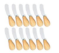 Pavewood Juego de 12 Cuchillos Esparcidores de Mantequilla para Esparcir Queso con Manejar de Madera Juego de Cuchillos para Condimentos de Tarta de Queso y SáNdwich, 4,9 Pulgadas