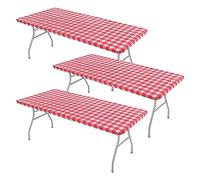 Pavewood Mantel ajustable de 3 piezas con estampado rectangular a cuadros resistente al agua y al aceite para mesa, mantel elástico impermeable de vinilo elástico con forro de franela