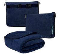 PAVILIA Almohada de Viaje, Suave Manta de avión 2 en 1, Manta de avión compacta, Plegable, Almohada de Coche Esencial para Vuelo, Accesorios de Regalo para viajeros, Correa de Mochila de Equipaje, 60