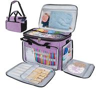 PAVILIA Bolsa de Almacenamiento de Hilo, Bolsa organizadora Grande de Ganchillo, Soporte de Almacenamiento de Hilo para Tejer Tejer, Bolsa de proyectos de Tejer, Juego de Accesorios de Ganchillo,