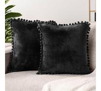 Pavilia cubiertas de almohadas de tiros negros con pomm 20x20 juego de 2 fundas de almohada decorativa para la esttica de dormitorio almohadas de ti