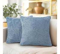 Pavilia Fluffy Dusty Blue Throw Cubiertas de almohada Accent Decorative Almohada de acento para la cama Sof Sof Fuera de piel suave Cubierta cuadra