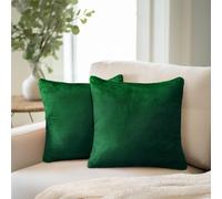 PAVILIA - Fundas de almohada decorativas de terciopelo verde esmeralda de 45,7 x 45,7 cm, juego de 2, para cama, sof , sof , dormitorio, sala de