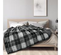 Pavilia gris oscuro a cuadros sherpa sherpa lanza una manta para el sof gemela de peluche suave de franela y tiros para la cama sof clido acogedor