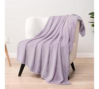 PAVILIA Manta de Forro Polar Morado Claro para sofá Cama, Microfibra Jacquard Suave y mullida, cálida, Ligera, Resistente a la decoloración, Decorativa para Todas Las Estaciones, 50 x 60 Pulgadas
