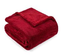 PAVILIA Manta de Franela Suave de Forro Polar tamaño Individual, Color borgoña, Rojo Granate, Manta de Terciopelo Decorativa con Textura, para sofá Cama, Felpa mullida, acogedora, cálida y Ligera,