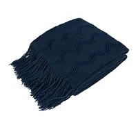 PAVILIA Manta de punto azul marino para sofá, cama individual, manta de punto suave para sala de estar, manta decorativa ligera de verano para silla, manta bohemia texturizada para exteriores, 60 x 80
