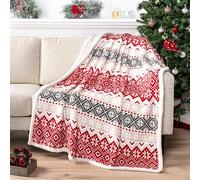 PAVILIA Manta de Sherpa de Navidad, decoración navideña, Forro Polar, Felpa, cálida, acogedora Manta Reversible de Microfibra para Vacaciones, 50 x 60 Pulgadas