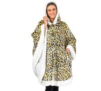 PAVILIA Manta de vell?n Sherpa para mujer adulta, poncho de felpa acogedor con capucha, chal supersuave, manta envolvente de ?ngel para oficina, Cheet