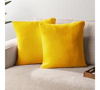 PAVILIA Mustard Yellow Throw Pillow Cubiertas 20x20 Set de 2, Decorative Pillow Cases for Bed Sofa Couch, Boho Aesthetic Accent Decor Cushion Bedroom Living Room, Velvet Square Euro Sham Covers