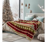 Pavilia Navidad Sherpa Blanket Throw Bed de reina | Manta de decoracin de navidad de velln de franela roja | Plush, clida y suave acogedora, rever