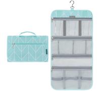 PAVILIA - Neceser colgante para mujer y hombre, plegable, enrollable, para cosm ticos, joyas, maquillaje, resistente al agua (Verde azulado)