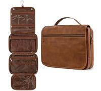 PAVILIA Neceser colgante para mujeres y hombres, organizador de cosméticos plegable, bolsa de viaje, bolsa de maquillaje resistente al agua, kit de artículos de tocador grande, Marrón, L
