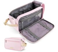 PAVILIA Neceser de viaje de lona, bolsa de kit Dopp, organizador de baño resistente al agua para viajes, gimnasio, ducha, almacenamiento de artículos de aseo para accesorios de aseo, Rosado, XL