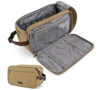 PAVILIA Neceser de viaje de lona, bolsa de kit Dopp, organizador de baño resistente al agua para viajes, gimnasio, ducha, almacenamiento de artículos de aseo para accesorios de aseo, Caqui, XL