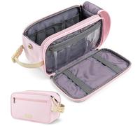PAVILIA Neceser de viaje de lona, bolsa de kit Dopp, organizador de baño resistente al agua para viajes, gimnasio, ducha, almacenamiento de artículos de aseo para accesorios de aseo, Rosado, L