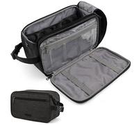 PAVILIA Neceser para hombre, kit de viaje de lona, bolsa de higiene extra grande resistente al agua, organizador de artículos de tocador, kit de afeitado, bolsa de accesorios de viaje, negro, extra